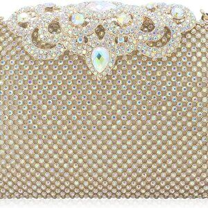 Dexmay Rhinestone Clutch Bag with Crystal Crown Clasp Women Evening Handbag Form